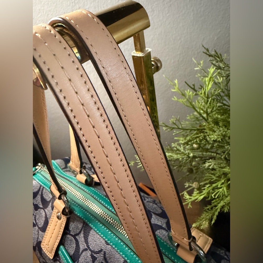 Coach Signature Stripe Jade Satchel/Crossbody - Picture 8 of 16